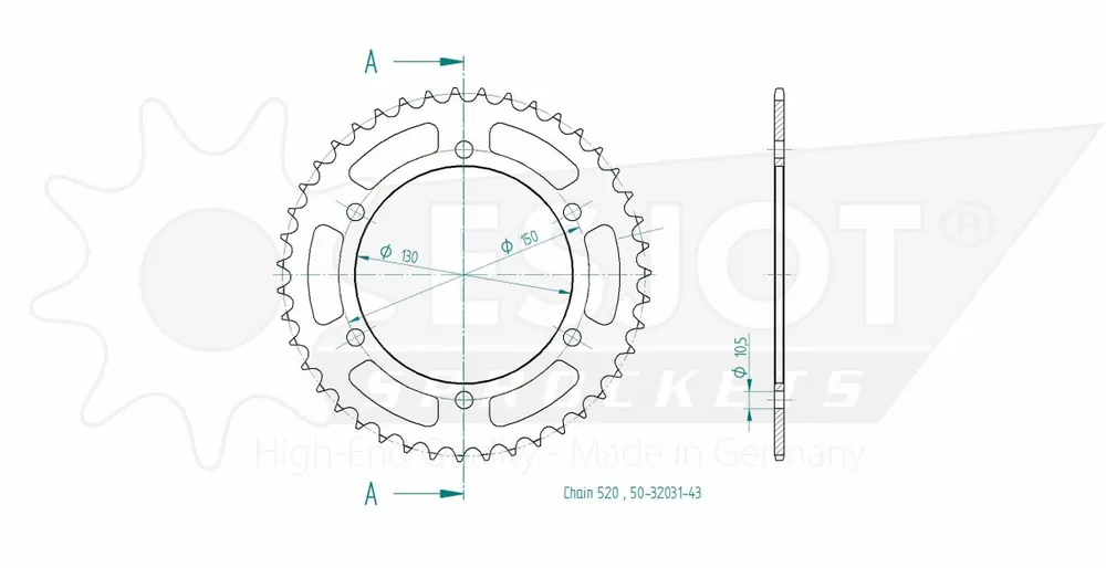 Beperkt Aanbod ESJOT - REAR STEEL 43T, 520 - Sprockets - Geschikt voor Honda Vtr 250 j