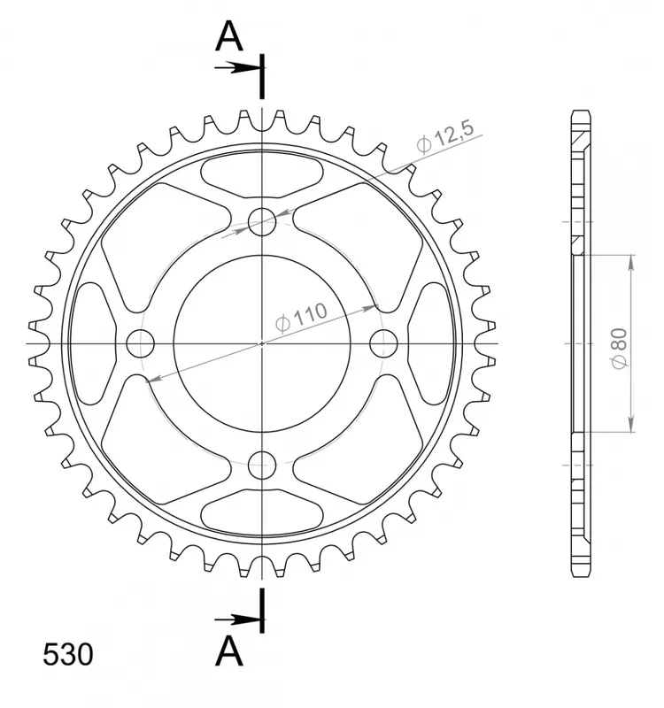 Authentiek SUPERSPROX - REAR STEEL 40T, BLACK, 530 - Sprockets - Compatibel met Honda CB 650 C A