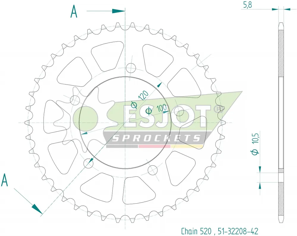 Luxe ESJOT - REAR ALU 42T, 520 - Sprockets - Compatibel met BMW G 650
