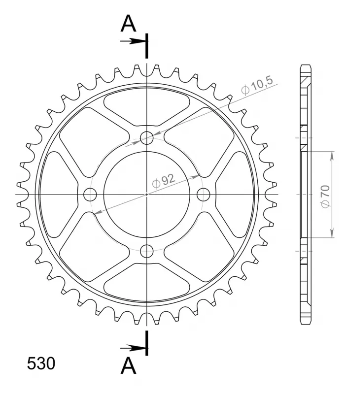 Finale Uitverkoop SUPERSPROX - REAR STEEL 40T, 530, BLACK - Sprockets - Geschikt voor Kawasaki Z 500 b