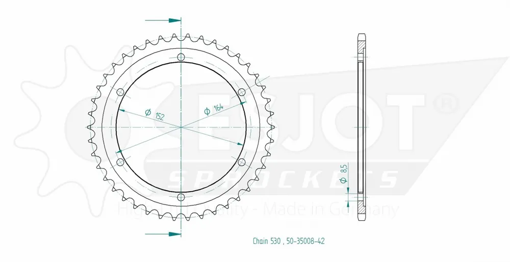 ESJOT - REAR STEEL 42T, 530 - Sprockets - Geschikt voor Yamaha SR 500 Nu Kopen