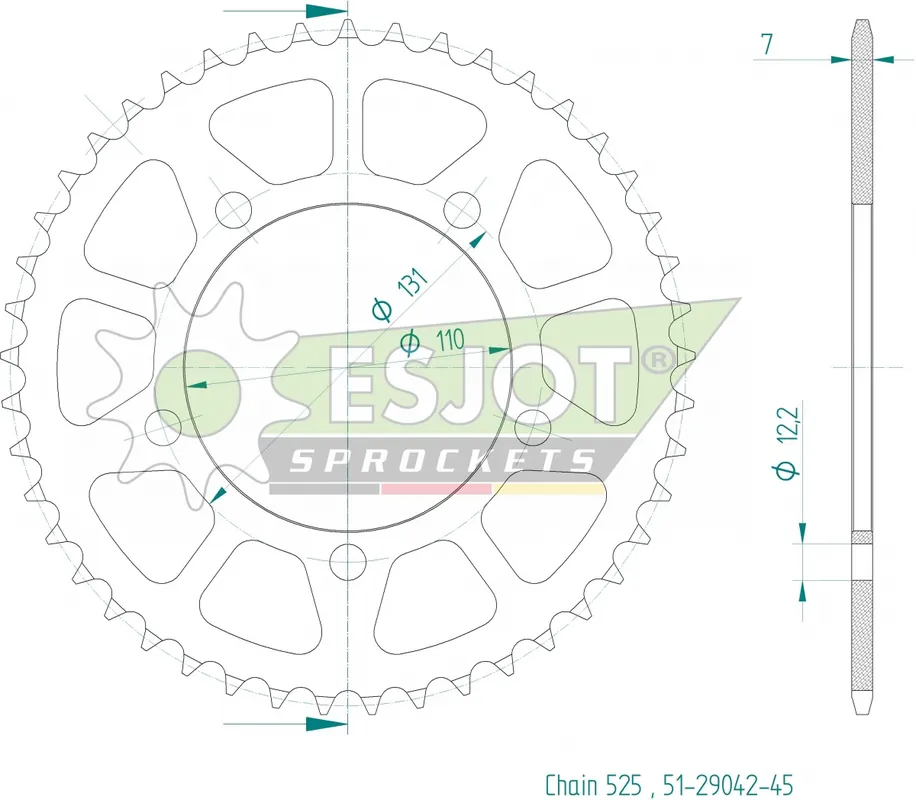 Express Levering ESJOT - REAR ALU 45T, 525 - Sprockets - Geschikt voor BMW