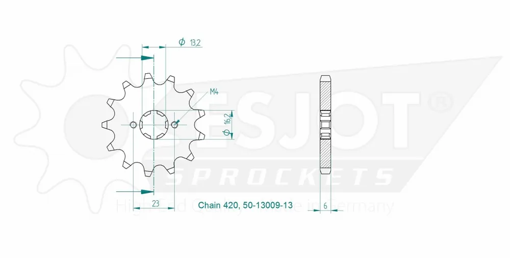 Bestel Nu ESJOT - FRONT 13T, 420 - Sprockets - Compatible with Kawasaki KLX 110 Series
