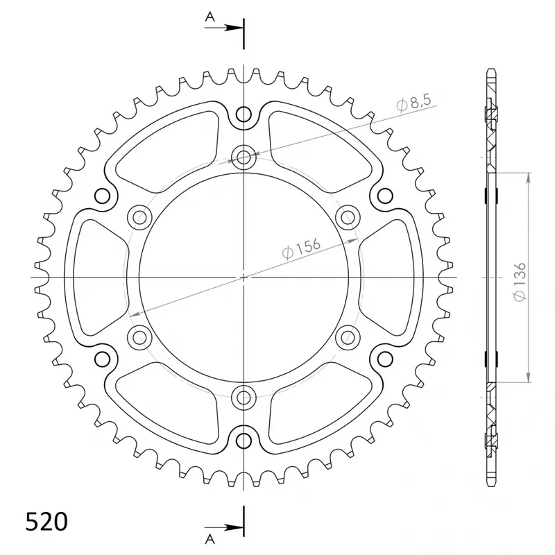 Aanbieding SUPERSPROX - REAR STEALTH 50T - Sprockets - Zwart 520