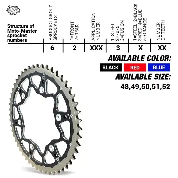 MOTO MASTER - REAR FUSION 50T - Sprockets - Zwart 520 Goedkoop