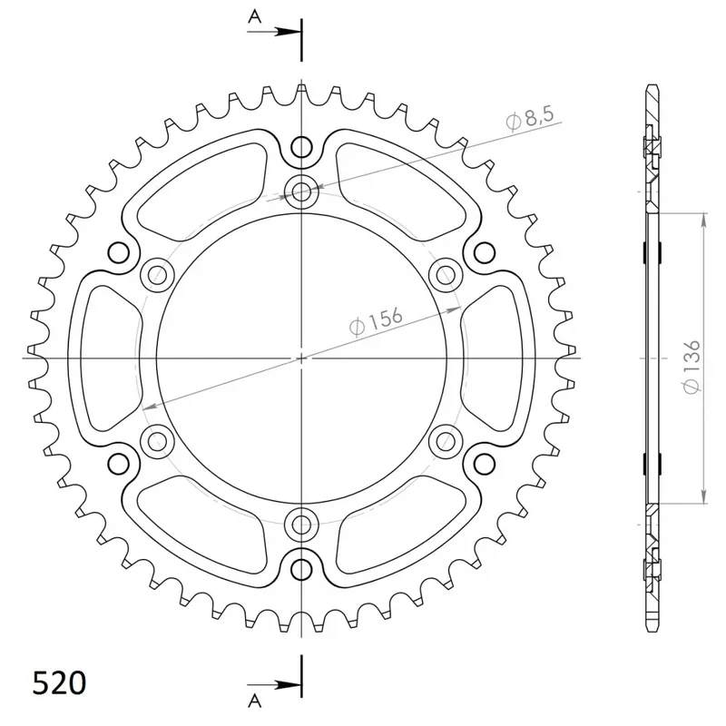 Nieuw Model SUPERSPROX - REAR ALU 49T - Sprockets - GOLD 520