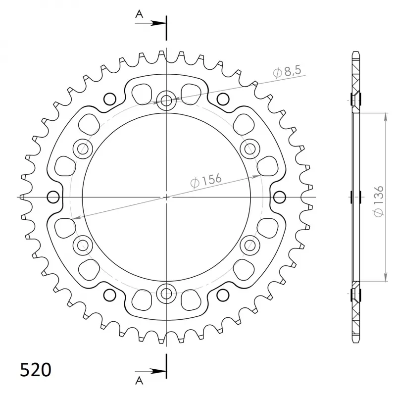 SUPERSPROX - REAR STEALTH 45T - Sprockets - Zwart 520 Nieuw Model