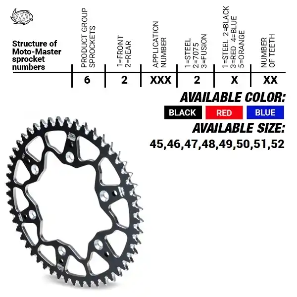 MOTO MASTER - REAR ALU 48T, RED, 520 - Sprockets - Lichtgewicht en duurzaam Uitverkoop