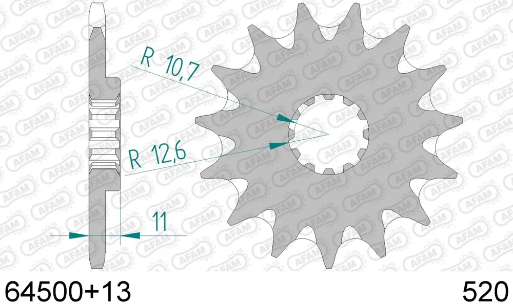 AFAM - FRONT 13T, 520, SELF CLEANING - Sprockets - Zelfreinigend Topkwaliteit