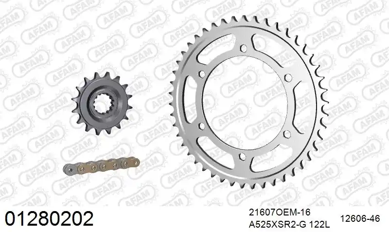 AFAM - 525XSR2 122 MRS (RIVET) GOLD & SPROCKETS - Chain Kits - STEEL Beste Prijs