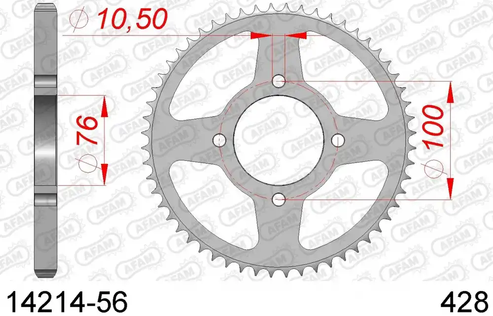 AFAM - REAR STEEL 56T 428 - Sprockets - Stalen constructie Betaalbaar