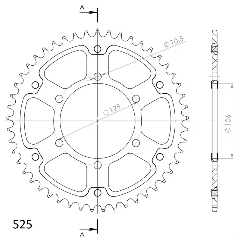 SUPERSPROX - REAR STEALTH 50T - Sprockets - Zwart, 525 Finale Uitverkoop