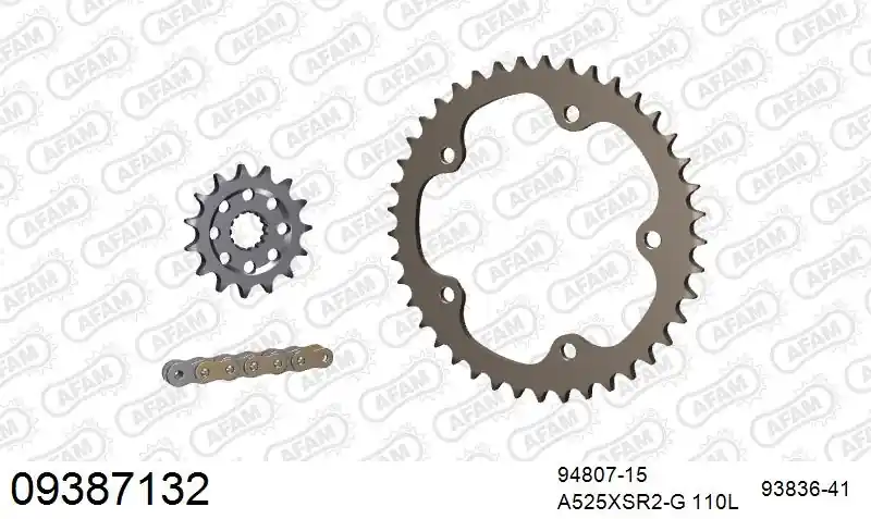 AFAM - 525XSR2 110 MRS (RIVET) GOLD & SPROCKETS - Chain Kits - ALU Shop Nu
