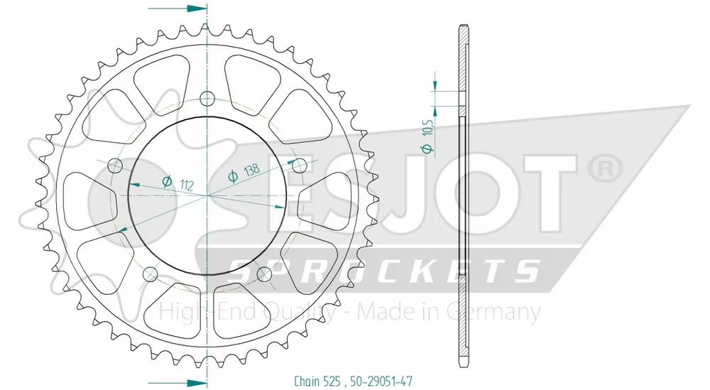 Gereduceerde Prijs ESJOT - REAR STEEL 47T, 525 - Sprockets - Geschikt voor Yamaha