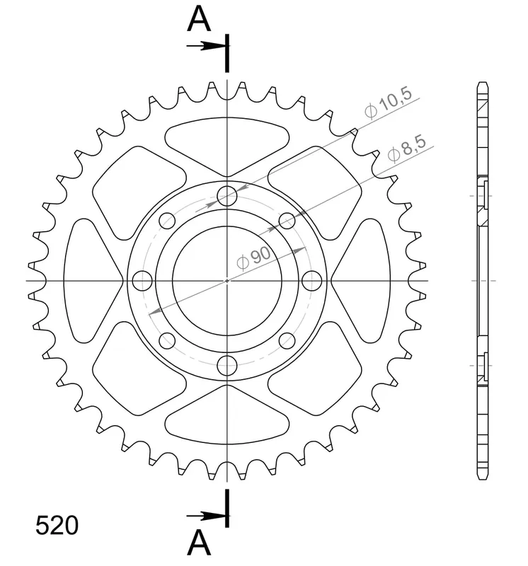 SUPERSPROX - REAR STEEL 40T, 520, BLACK - Sprockets - Duurzaam staal Koop Online
