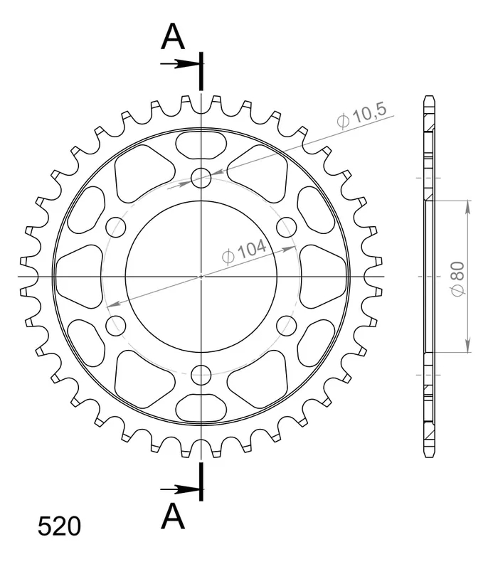 SUPERSPROX - REAR STEEL 37T, BLACK, 520 - Sprockets - Staal Weekendaanbieding
