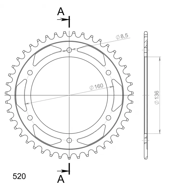 SUPERSPROX - REAR STEEL 43T, BLACK, 520 - Sprockets - Duurzaam materiaal Must-Have