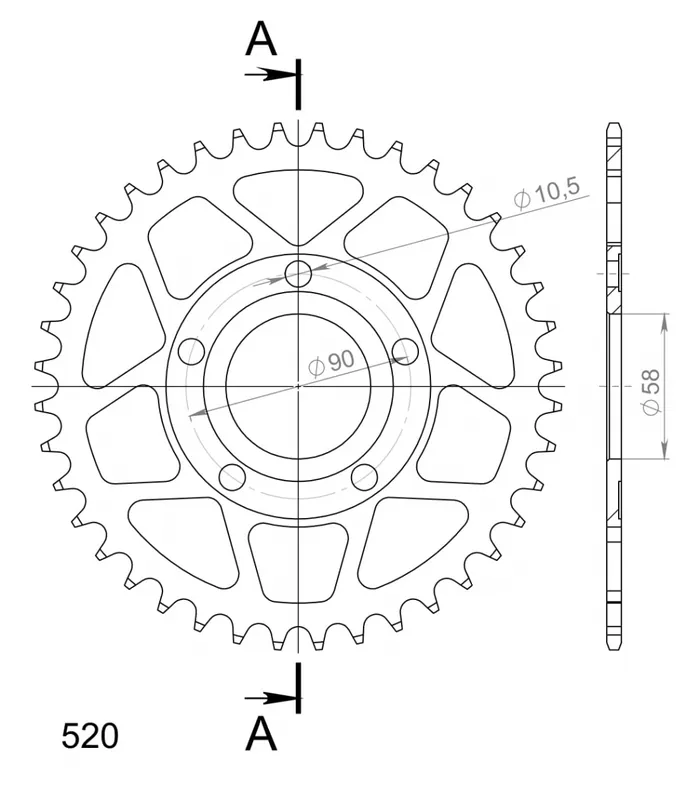 Populair SUPERSPROX - REAR STEEL 40T, BLACK 520 - Sprockets - 520