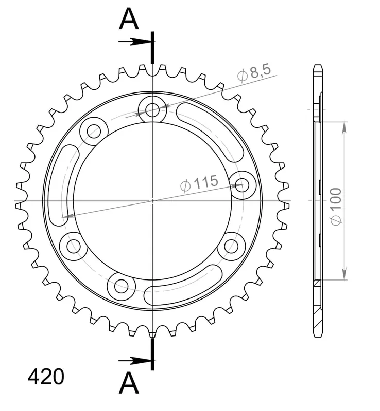 Shop Nu SUPERSPROX - REAR STEEL 41T, 420, BLACK - Sprockets - Staal