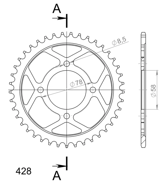 SUPERSPROX - REAR STEEL 41T, BLACK, 428 - Sprockets - Hoogwaardige kwaliteit Direct Beschikbaar