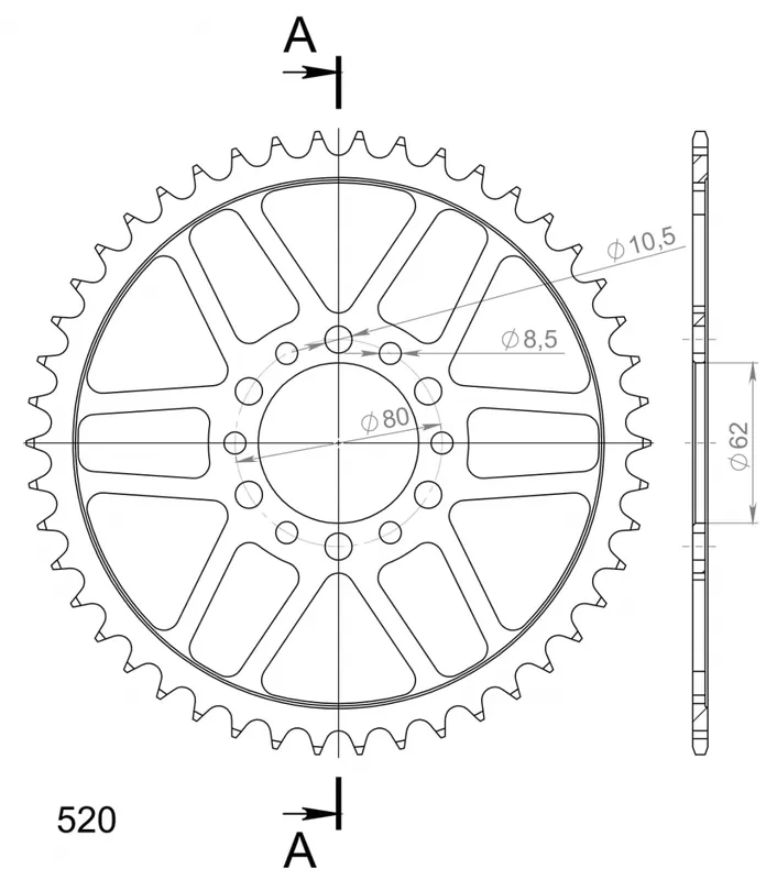 SUPERSPROX - REAR STEEL 46T - Sprockets - Black Authentiek