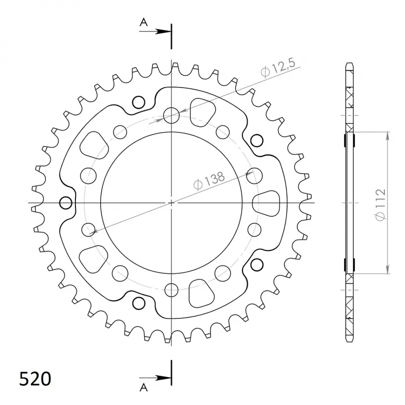 Op = Op SUPERSPROX - REAR STEALTH 44T - Sprockets - Gouden afwerking