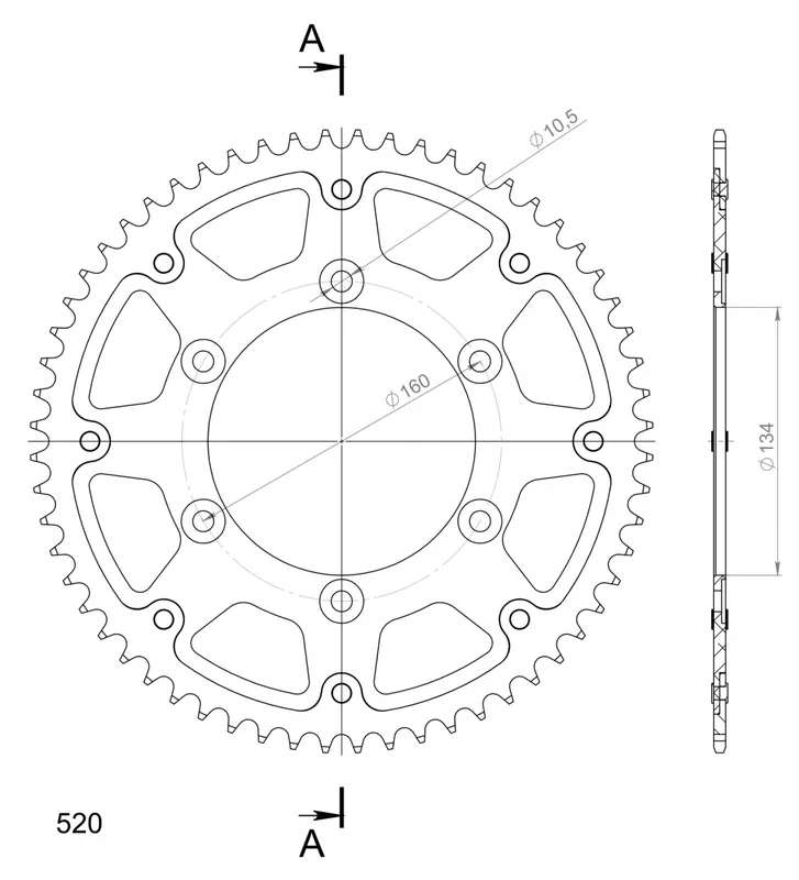 Dagaanbieding SUPERSPROX - REAR STEALTH 60T - Sprockets - Goud 520