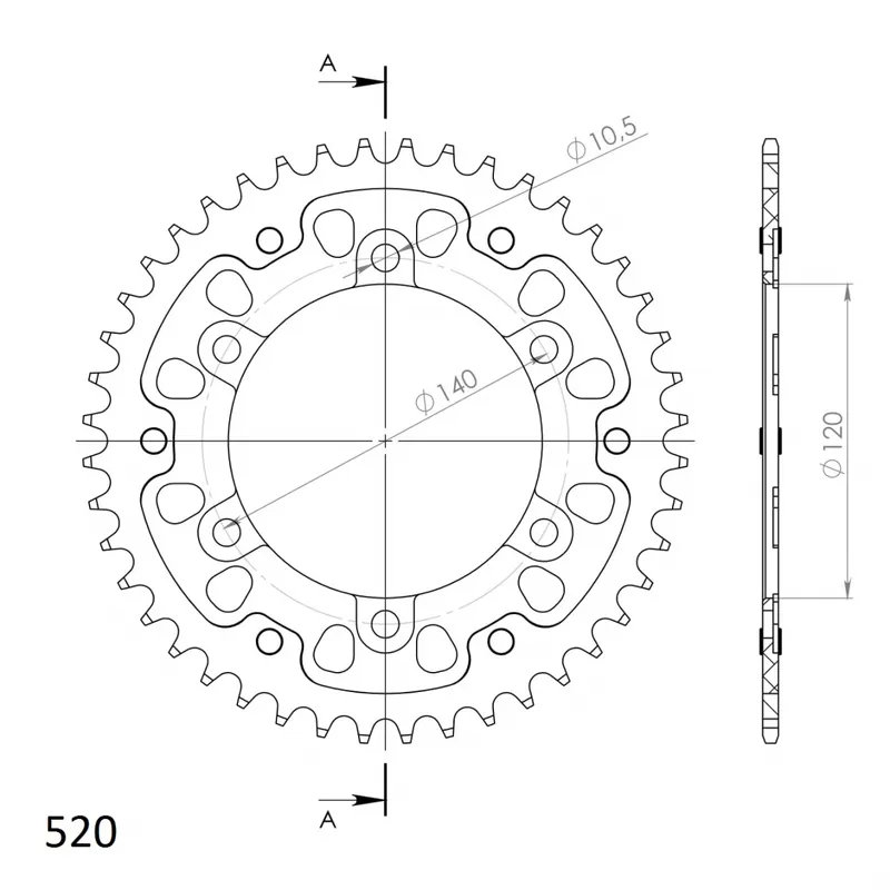 SUPERSPROX - REAR STEALTH 45T, GOLD, 520 - Sprockets - Kwaliteit en Prestaties Finale Uitverkoop