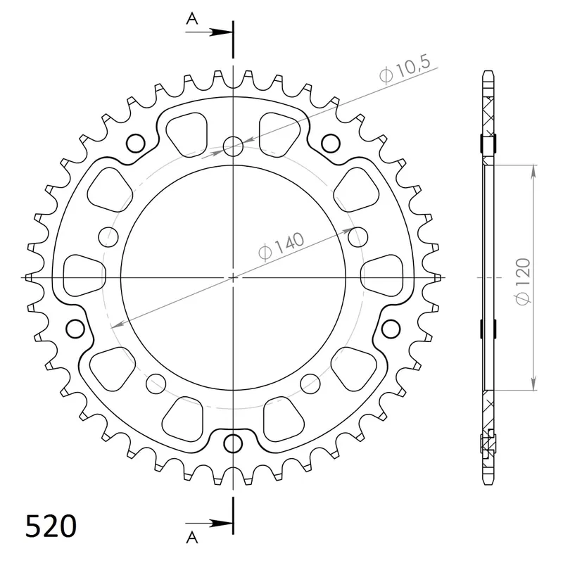 SUPERSPROX - REAR STEALTH 43T - Sprockets - Black 520 Finale Uitverkoop