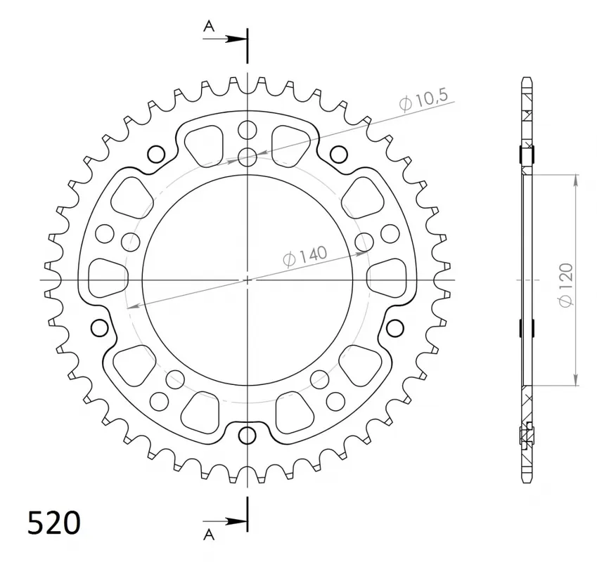 Alleen Vandaag SUPERSPROX - REAR STEALTH 44T, BLACK, 520 - Sprockets - 44T