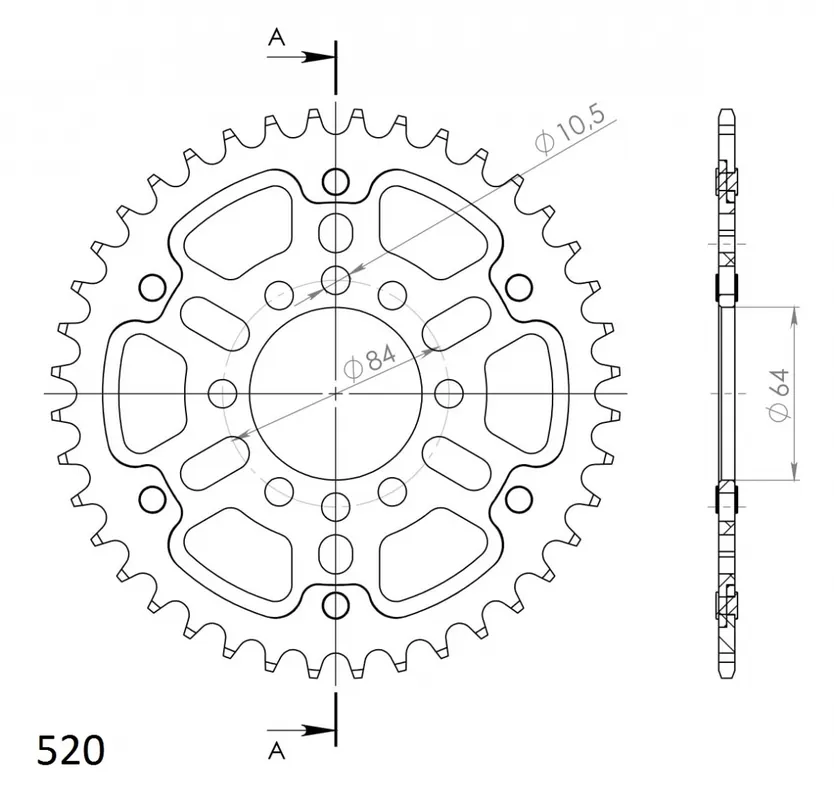 Weekendaanbieding SUPERSPROX - REAR STEALTH 41T, GOLD, 520 - Sprockets - 41T, GOLD, 520