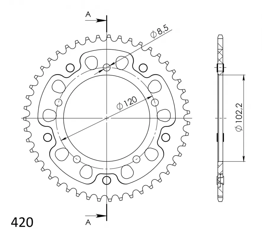 SUPERSPROX - REAR STEALTH 47T, 420, GOLD - Sprockets - 47T Direct Beschikbaar