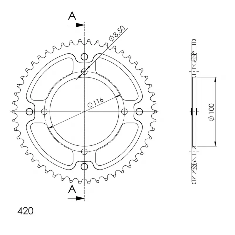 Professioneel SUPERSPROX - REAR STEALTH 50T - Sprockets - 420, GOLD