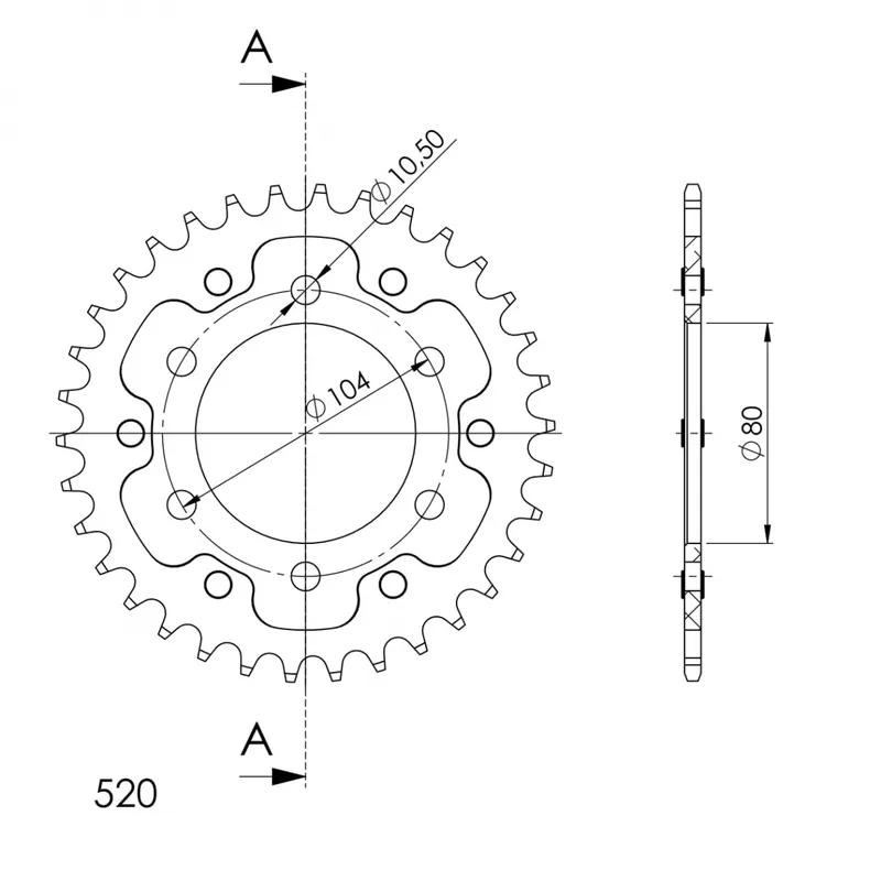 SUPERSPROX - REAR STEALTH 37T, GOLD, 520 - Sprockets - 37T Gereduceerde Prijs