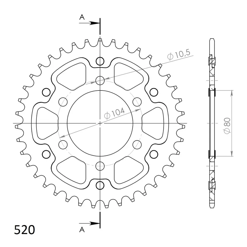 Favoriet SUPERSPROX - REAR STEALTH 39T - Sprockets - Rood, 520