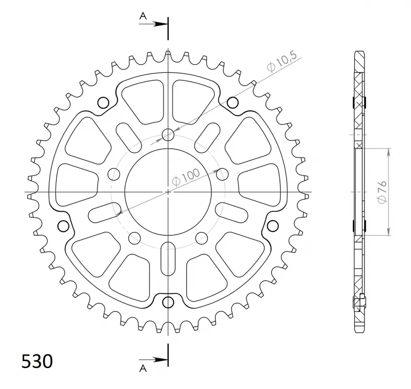 SUPERSPROX - REAR STEALTH 45T, GOLD, 530 - Sprockets - Lichtgewicht - Hoge duurzaamheid Populair