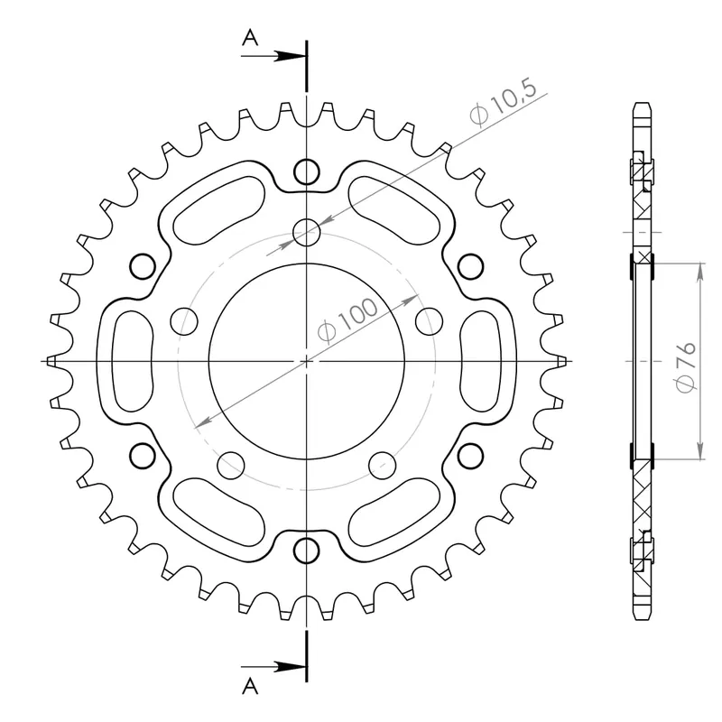 Uitverkoop SUPERSPROX - REAR STEALTH 39T, BLACK, 525 - Sprockets - Geschikt voor MARCHESINI/BST/OZ