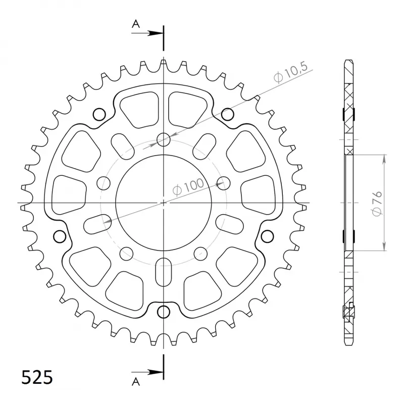 SUPERSPROX - REAR STEALTH 42T, GOLD, 525 - Sprockets - Geschikt voor MARCHESINI/BST/OZ Limited Edition