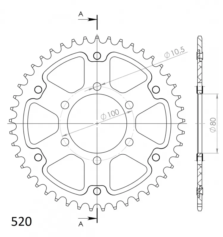 SUPERSPROX - REAR STEALTH 45T - Sprockets - Silver 520 Gratis Retour