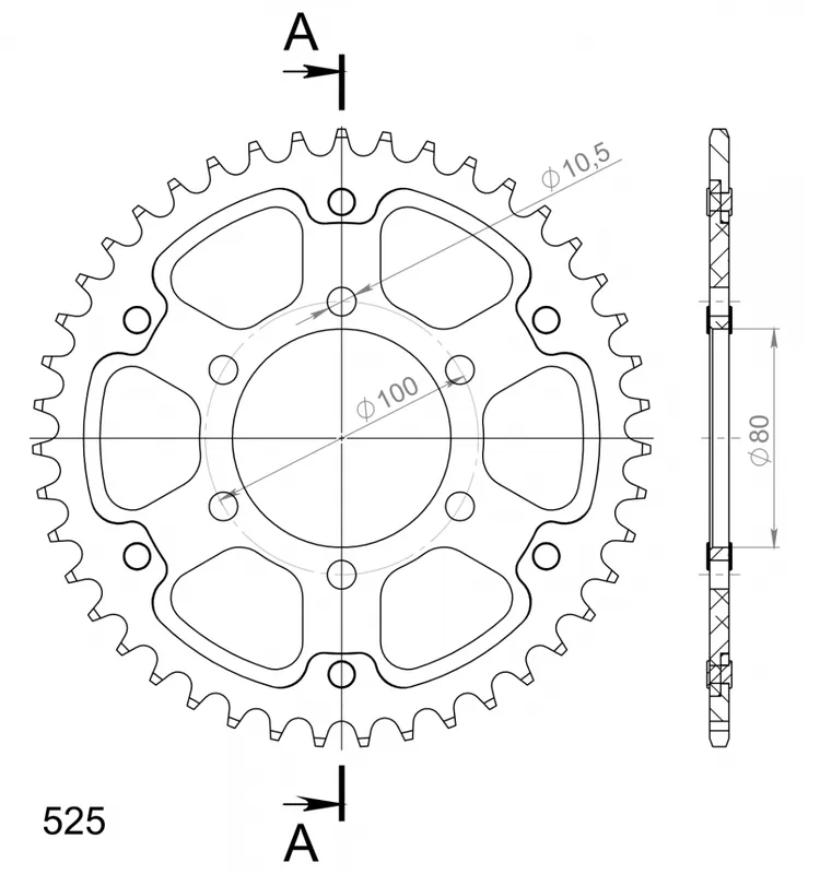 Favoriet SUPERSPROX - REAR STEALTH 43T - Sprockets - Goud, 525