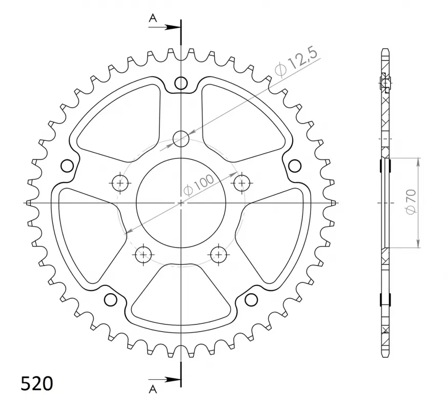 Actieprijs SUPERSPROX - REAR STEALTH 43T - Sprockets - GOLD, 520