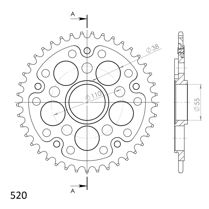 SUPERSPROX - REAR STEALTH 41T, BLACK, 520 - Sprockets - Stealth Design Wereldwijde Verzending