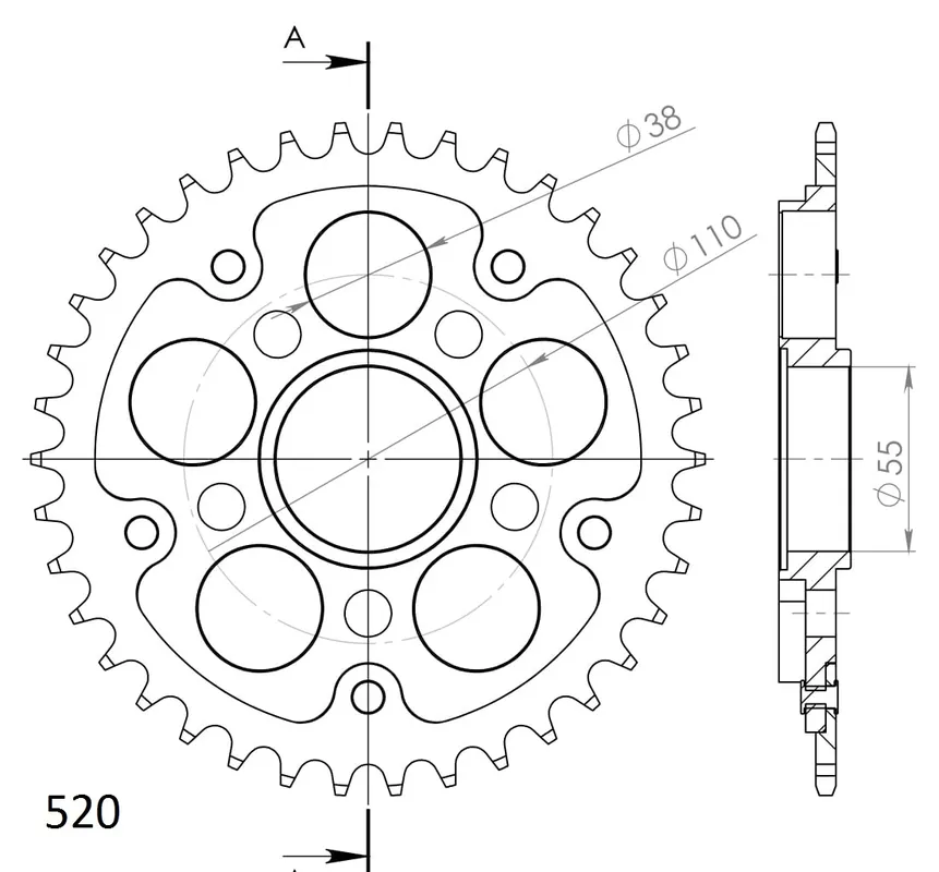 SUPERSPROX - REAR STEALTH 38T - Sprockets - Rood 520 Beste Prijs