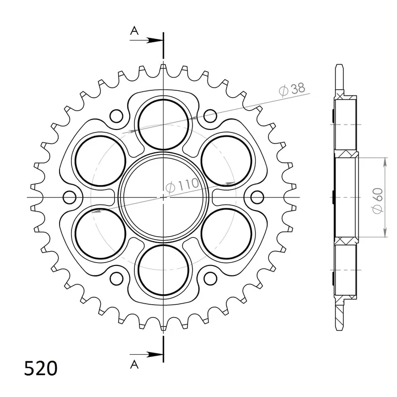 SUPERSPROX - REAR STEALTH 37T, SILVER, 520 - Sprockets - 520 Bestseller