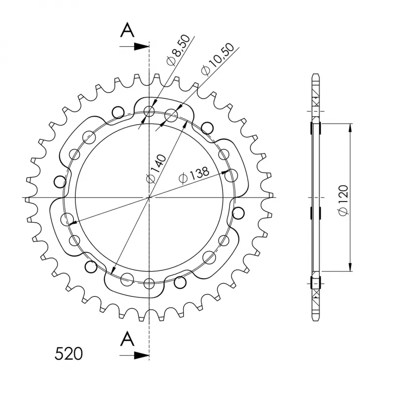 SUPERSPROX - REAR STEALTH 38T, GOLD, 520 - Sprockets - 38T Lage Prijs