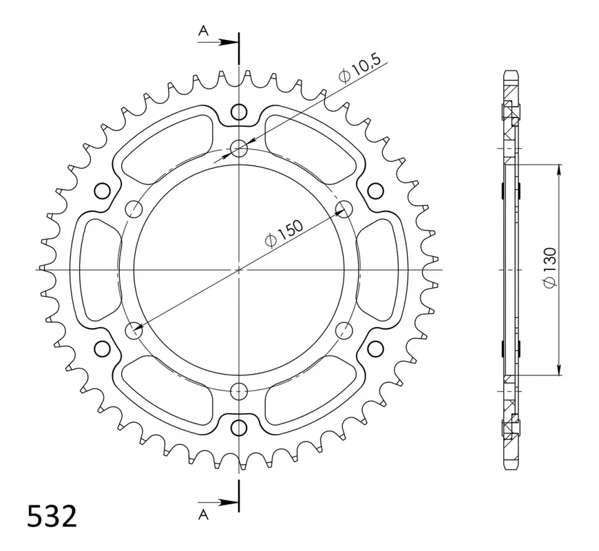 In De Mode SUPERSPROX - REAR STEALTH 43T - Sprockets - GOLD 532