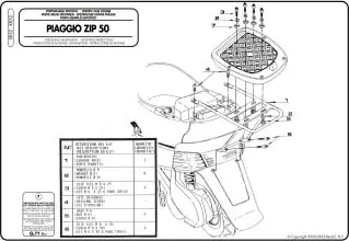 Ambachtelijk GIVI - SR52-MRACK - Brackets - Geschikt voor Piaggio Zip 50