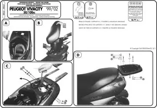 Actieprijs GIVI - SR62-MONORACK - Brackets - Voor Peug Vivacity 99-02